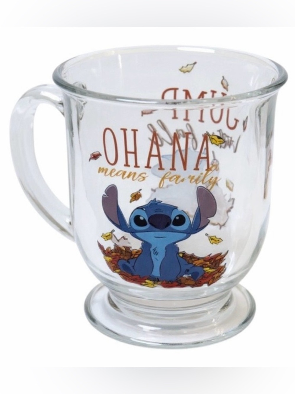 Disney Stitch Ohana Means Family Jump into Fall Glass Mug - 15.5 oz
